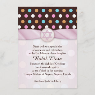 Polka dots, Star von David Bat Mitzvah Einladung