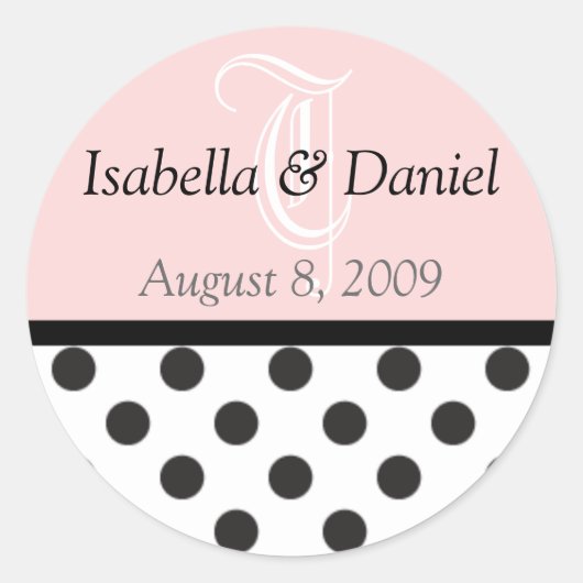 Polka Dots Stickers Monogramme gibt Siegel (Vorderseite)