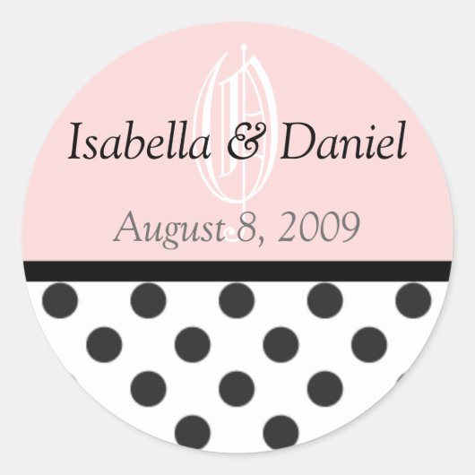Polka Dots Stickers Monogramme gibt Siegel (Vorderseite)