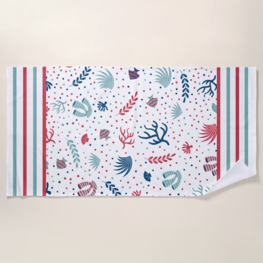 Polka Dots, Streifen, Fisch und Korallen Strandtuch (Vorderseite)