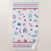 Polka Dots, Streifen, Fisch und Korallen Strandtuch (Vorderseite)