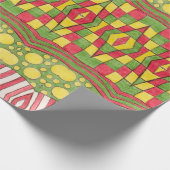 Polka Dots, Streifen, Karo, rot, gelb grün Geschenkpapier (Ecke)