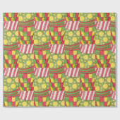 Polka Dots, Streifen, Karo, rot, gelb grün Geschenkpapier (Flach)