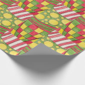 Polka Dots, Streifen, Karo, rot, gelb grün Geschenkpapier (Ecke)