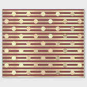 Polka Dots Stripes Champaigne Gold Burgundy Maroon Geschenkpapier (Flach)