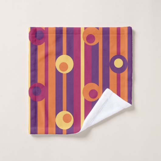 Polka Dots & Stripes, Lila, Orange, Fuchsia Badhandtuch Set (Waschlappen)