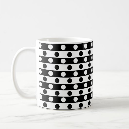Polka Dots & Stripes Muster - Schwarz & Weiß Kaffeetasse (Links)