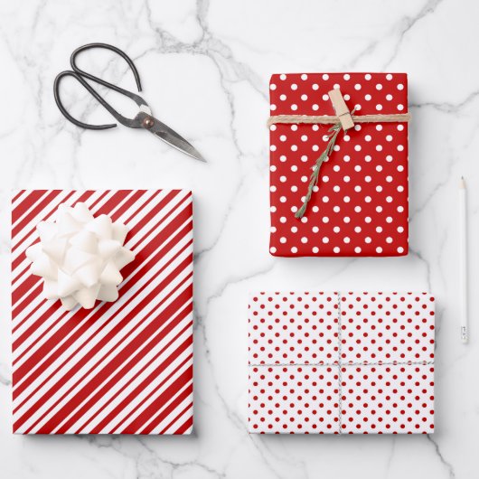 Polka Dots & Stripes Weihnachten Geschenkpapier Set (Vorderseite)