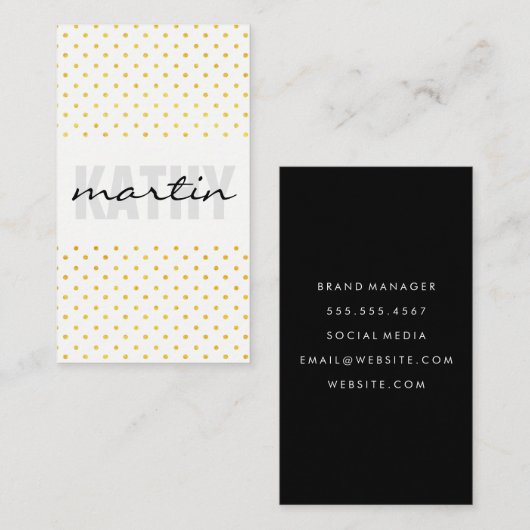 Polka Dots / Trendy Text Overlay Visitenkarte (Vorne/Hinten)