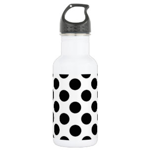Polka Dots, Tupfenmuster, Schwarz und Weiß Edelstahlflasche