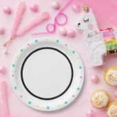 Polka Dots Türkis Yellow Pink Black Pappteller (Party)