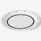 Polka Dots Türkis Yellow Pink Black Pappteller (Schrägansicht)