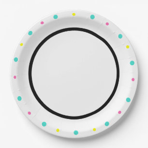 Polka Dots Türkis Yellow Pink Black Pappteller