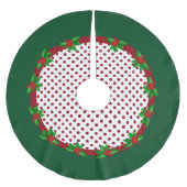 Polka Dots und Holly Christmas Tree Skirt Polyester Weihnachtsbaumdecke (Vorderseite)