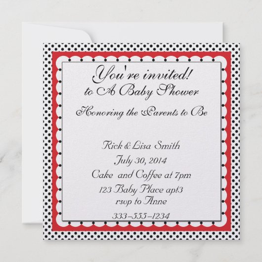 Polka Dots und Niedliche Ladybugs Einladung (Rückseite)