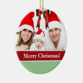 Polka Dots und Red Bow Custom Foto Weihnachten Keramik Ornament (Rechts)