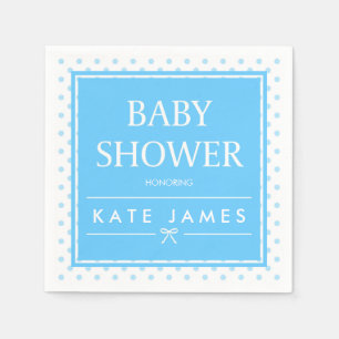 Polka Dots und Ribbon Blue Baby Shower Serviette
