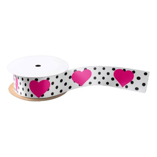 Polka Dots und rosa Herzen Satinband (Spule)