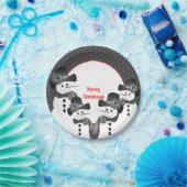 Polka Dots und Weihnachtsschneemänner Runde Pappteller (Party)