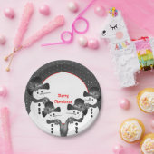 Polka Dots und Weihnachtsschneemänner Runde Pappteller (Party)