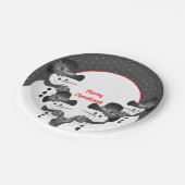 Polka Dots und Weihnachtsschneemänner Runde Pappteller (Schrägansicht)