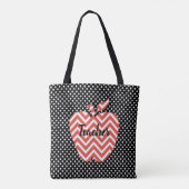 Polka Dots und Zickzack Apple Teachers Tote Bag Tasche (Rückseite)
