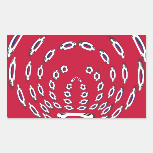 Polka Dots unter südkoreanischer Flagge: Eine Dreh Rechteckiger Aufkleber (Vorderseite)