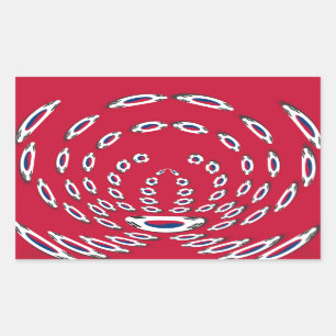 Polka Dots unter südkoreanischer Flagge: Eine Dreh Rechteckiger Aufkleber