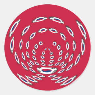 Polka Dots unter südkoreanischer Flagge: Eine Dreh Runder Aufkleber