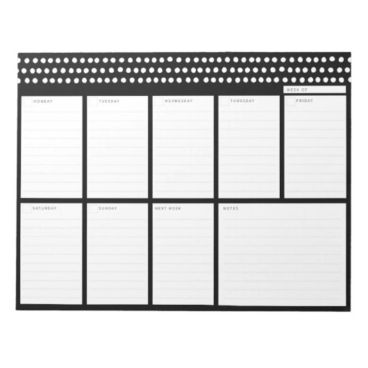 Polka Dots Weekly Desk Planner Notizblock (Vorderseite)