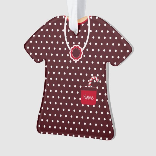 Polka Dots Weihnachtskleid Personalisiert Ornament (Vorderseite)