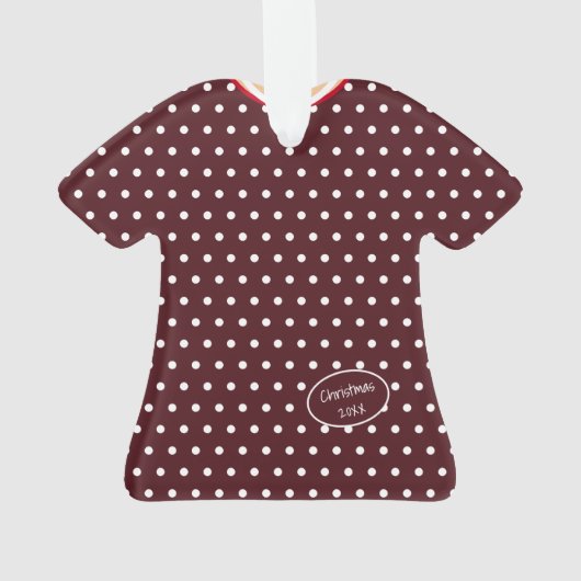 Polka Dots Weihnachtskleid Personalisiert Ornament (Rückseite)