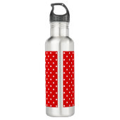 Polka Dots White auf Red Edelstahlflasche (Rückseite)