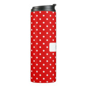 Polka Dots White auf Red Thermosbecher (Nach links gedreht)
