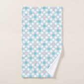 Polka dots white pink blue retro badhandtuch set (Handtuch)