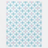 Polka dots white pink blue retro fleecedecke (Vorderseite)