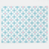 Polka dots white pink blue retro fleecedecke (Vorderseite (Horizontal))