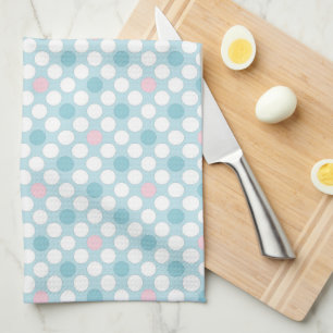 Polka dots white pink blue retro geschirrtuch