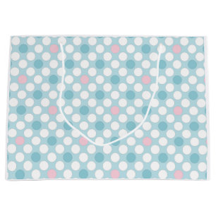 Polka dots white pink blue retro große geschenktüte