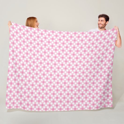 Polka dots white pink Retro Fleecedecke (Beispiel)