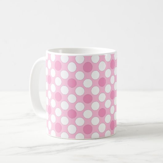 Polka dots white pink Retro Kaffeetasse (Vorderseite Links)