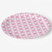 Polka dots white pink Retro Pappteller (Schrägansicht)