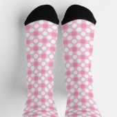 Polka dots white pink Retro Socken (Oben)