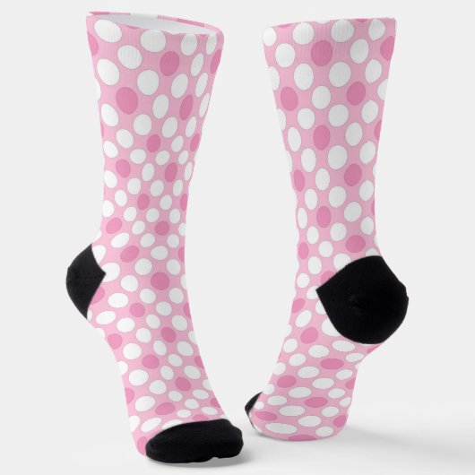 Polka dots white pink Retro Socken (Gewinkelt)