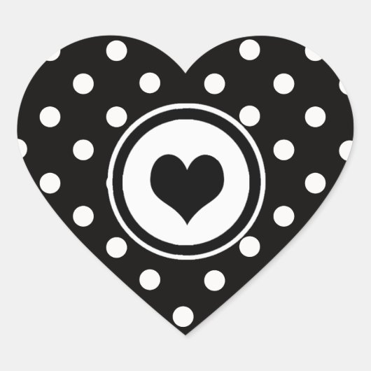 Polka Dots with Black Heart Herz-Aufkleber (Vorderseite)