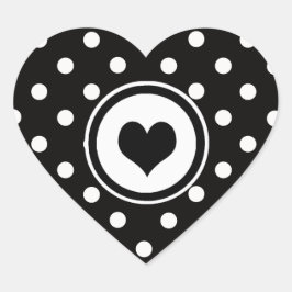 Polka Dots with Black Heart Herz-Aufkleber
