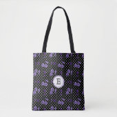 Polka Dots with Cherry Skulls Monogram Tasche (Vorderseite)