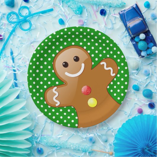 Polka Dots with Gingerbread Man Pappteller (Party)