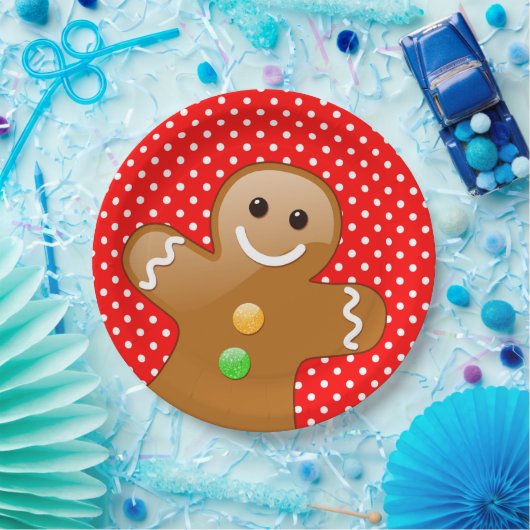 Polka Dots with Gingerbread Man Pappteller (Party)