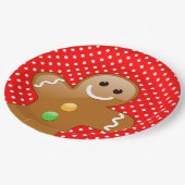 Polka Dots with Gingerbread Man Pappteller (Schrägansicht)